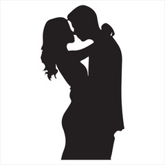 Whispers of Love in the Silhouette, black color  vector   , solide white colour background 