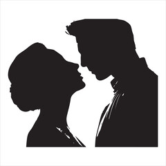 Whispers of Love in the Silhouette, black color  vector   , solide white colour background 