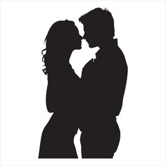 Whispers of Love in the Silhouette, black color  vector   , solide white colour background 
