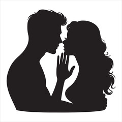 Whispers of Love in the Silhouette, black color  vector   , solide white colour background 