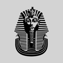 Egyptian Pharaoh Silhouette Sign Retro Flat Icon Concept, Pharaoh Vector Artwork, Black Icon Egyptian Pharaoh Illustration Vector Design