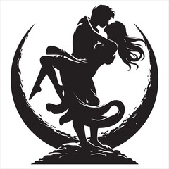 Whispers of Love in the Silhouette, black color  vector   , solide white colour background 