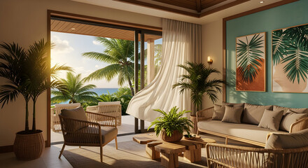 Luxurious Coastal Residence With Tropical Interior Design And Panoramic Ocean View