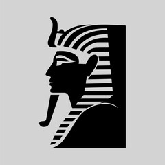 Egyptian Pharaoh Silhouette Sign Retro Flat Icon Concept, Pharaoh Vector Artwork, Black Icon Egyptian Pharaoh Illustration Vector Design