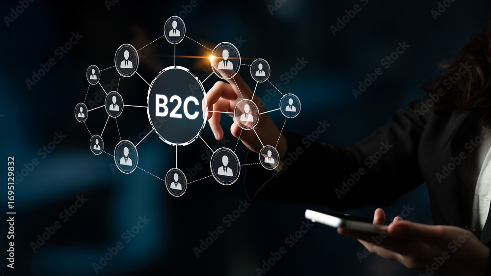 Poster b2c strategy focus on delivery products directly to consumer. successful b2c model enhance consumer 