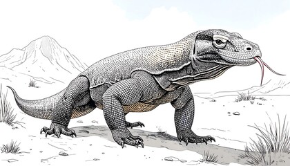 Obraz premium Komodo dragon in nature scene