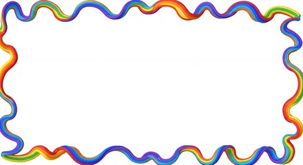 Colorful wavy frame design with white interior space for text or graphics