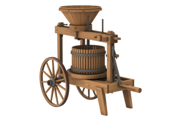 Vintage wooden wine press for grapes, old world charm, rustic design