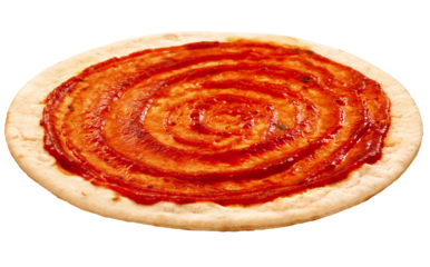 massa de pizza pronta com molho de tomate isolado em fundo transparente