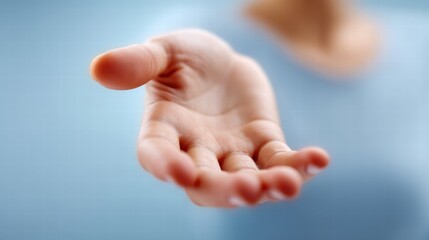 Naklejka premium A close-up view of a hand reaching out, offering help or support with a soft focus.