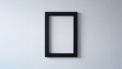 Modern Black Frame on White Wall Background