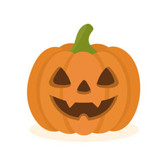 Festive Pumpkin with Carved Face Highlighting the Spirit of Halloween Celebrations and Autumnal Decor in a Simple and Fun Design