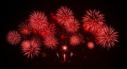 Bright red fireworks display against a dark night sky for celebration and festive events