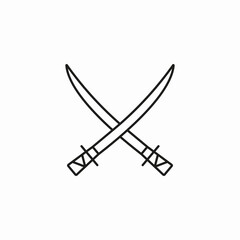 crossed katana swords icon sign vector