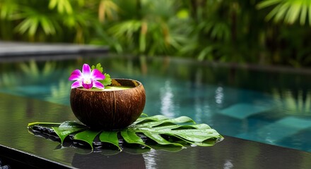A Tropical Wellness Smoothie Served Poolside at a Luxury Spa Retreat
