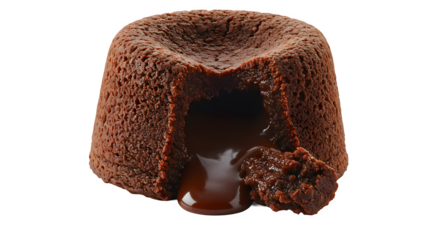 Chocolate Lava Cake Isolated on White. Generative AI, molten chocolate lava cakes with dripping chocolate sauce and crumbs isolated png transparent background