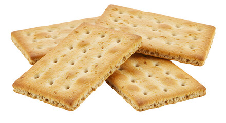 Fototapeta premium Flying square crackers cut out on transparent, cracker on white background top view