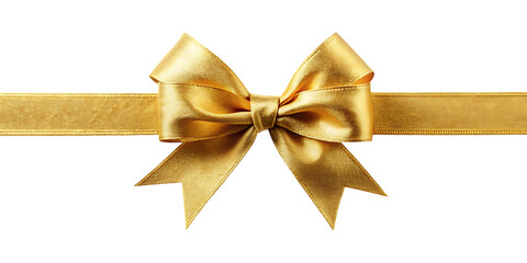 Fototapeta premium Horizontal golden ribbon tied into a bow against a black background yellow
