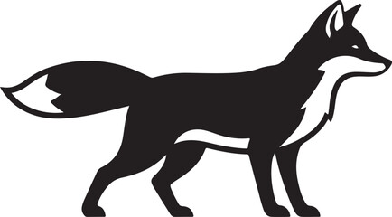 Obraz premium Elegant Silhouette of a Fox Standing Proudly Depicting Wildness and Nature with Clean Lines and Contrasting Colors Perfect for Logos and Designs