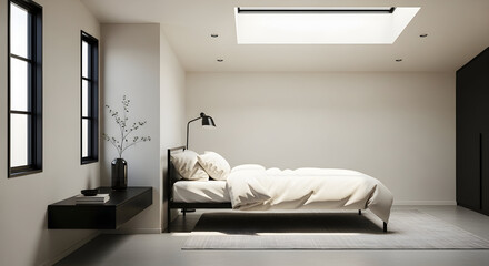 Minimalist Bedroom Design Showcasing Natural Light, Decor, And Modern Interior Elements