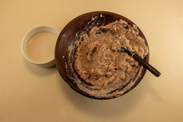 Sorghum Flour Porridge (Sorghum bicolor) with Milk – Traditional African Staple, Healthy, High-Energy Breakfast