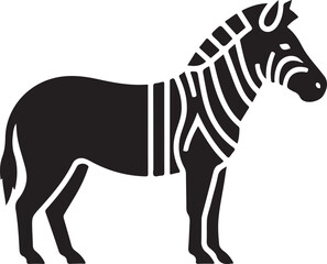 Obraz premium Striking Zebra Silhouette Artwork with Bold Stripes Standing Tall Against a White Background Perfect for Graphic Design Projects and Educational Materials about African Wildlife