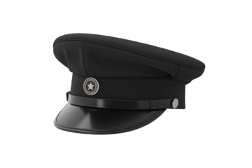 Classic black chauffeur hat with star emblem for professional look