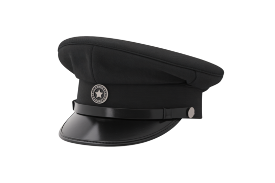 Classic black chauffeur hat with star emblem for professional look