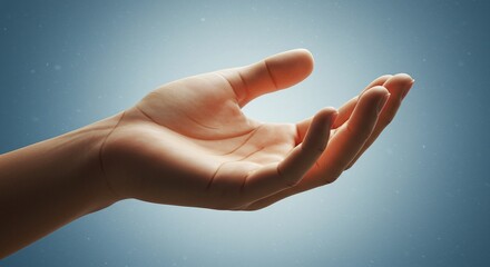 Close hand extended symbolizing help, care, and Christian fellowship among brothers