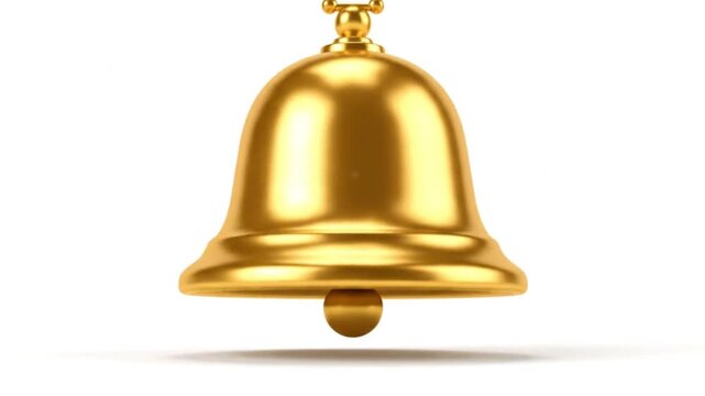 Animated notification bell &mdash; golden bell ringing with vibration effect, clean minimal background.