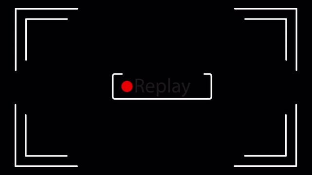 Vintage replay frame animation for camcorder and video camera footage. Retro VHS-style overlay template for editing, film transitions, and classic recording effects