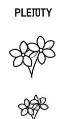 Black line art of three flowers