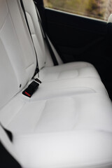 Modern car white leather seats sport style, clean and bright interior