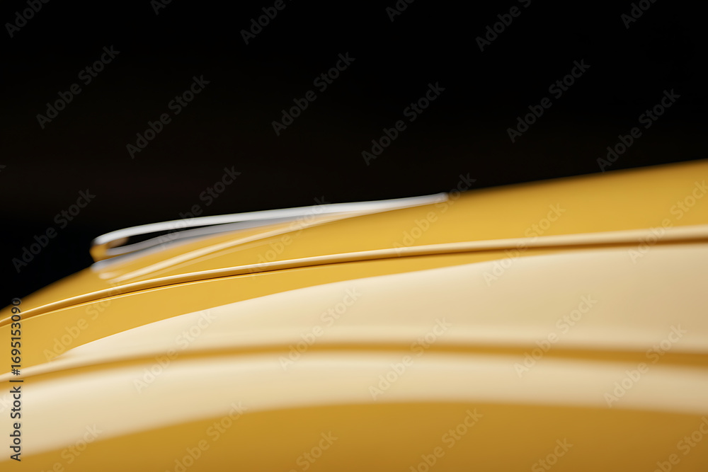 Poster golden curves highlighted by soft lighting, creating a sense of speed and elegance. a chrome accent 