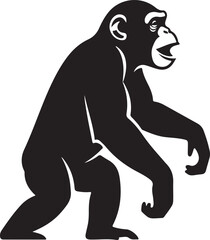Obraz premium Stylized Chimpanzee Silhouette Standing Upright Celebrating or Shouting Illustration for Conservation Awareness and Wildlife Education