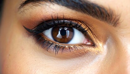 Obraz premium Close-up of eye with gold eyeshadow
