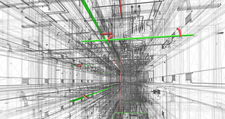3D BIM clash detection of MEP systems in building design