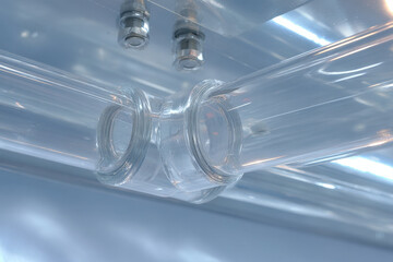 modern apartment renovation featuring holographic blueprint of pipes and wiring integrated into design