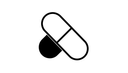 Simple black and white medical pill graphic