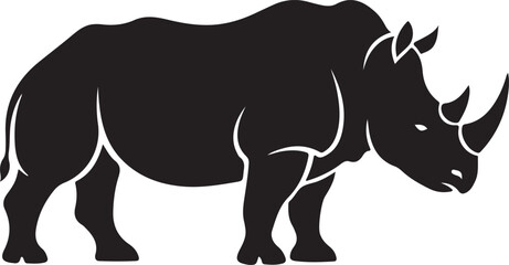 Obraz premium Powerful black rhinoceros isolated against a white background showcasing its strength and wild nature a symbol of conservation efforts for endangered species worldwide