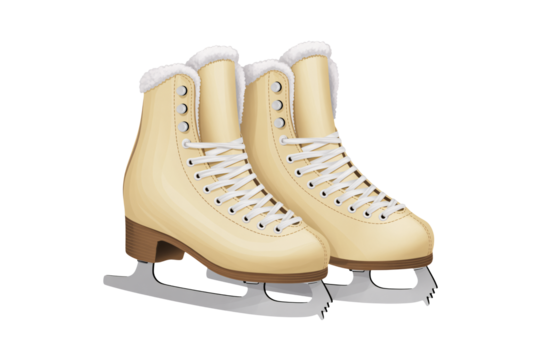 Elegant figure skates ready for the ice rink, winter sport fun