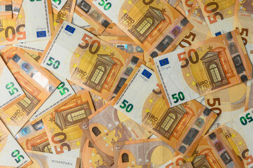 Macro Shot of 50 Euro Banknote