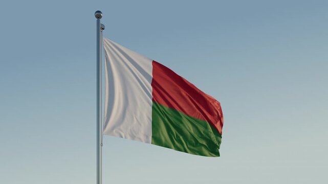 Madagascar Antananarivo Flag seamless loop Cinematic Realistic Waving Blue Sky - Powered by Adobe