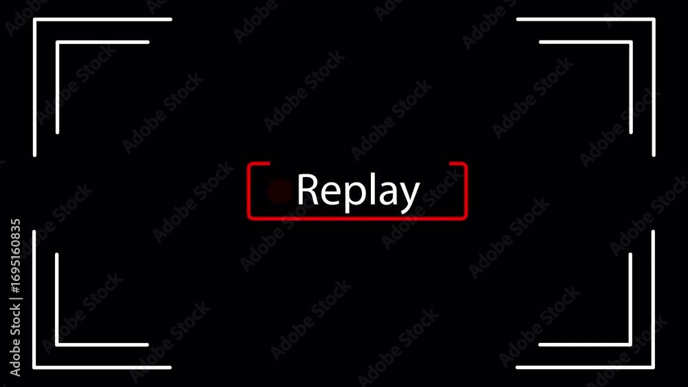 Poster replay frame animation in vintage camcorder style. retro video camera overlay template for editing, 