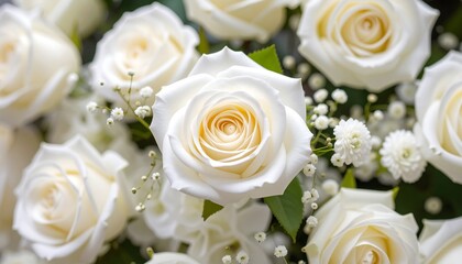 Obraz premium Close-up of cream roses