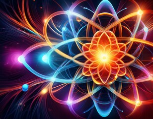 Obraz premium abstract atomic design in vibrant colors representing science and innovation