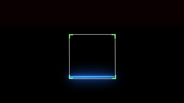 Glowing laser scanning icon with minimal line animation. glowing square effects on dark modern digital background. scanning process with laser Biometric Fingerprint Identification HUD Animation .
