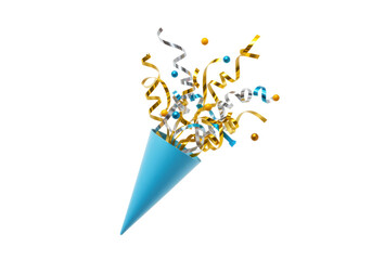 Isolated Party Confetti Celebration a festive birthday or anniversary streamer popper