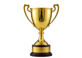 Isolated Gold trophy award for the winner of competition, prize and success concept