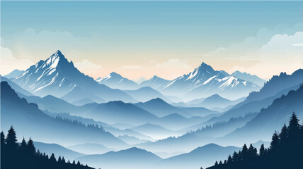 Sunrise and sunset over mountains with sky clouds and natural landscape view